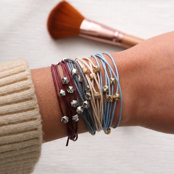 4-piece 'Forester' Rope Weave Beaded Bracelet Set - Picture 2 of 7